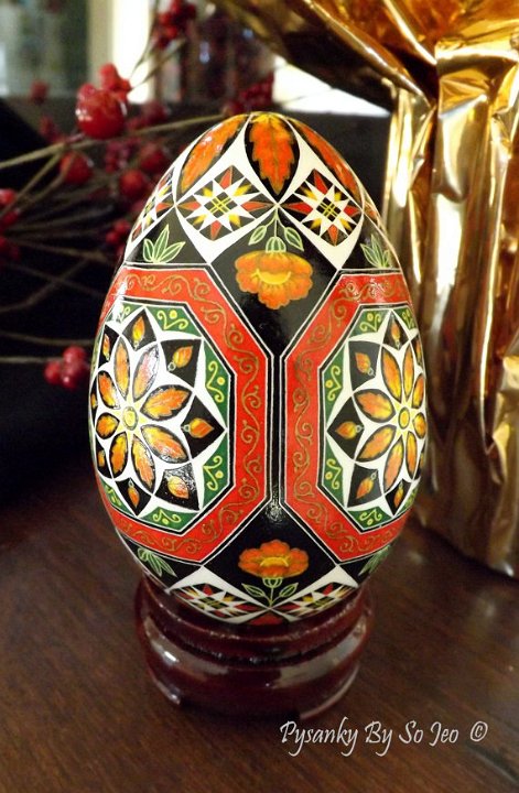 Sunset Orange Octagons Ukrainain Easter Eggs Pysanky By So Jeo